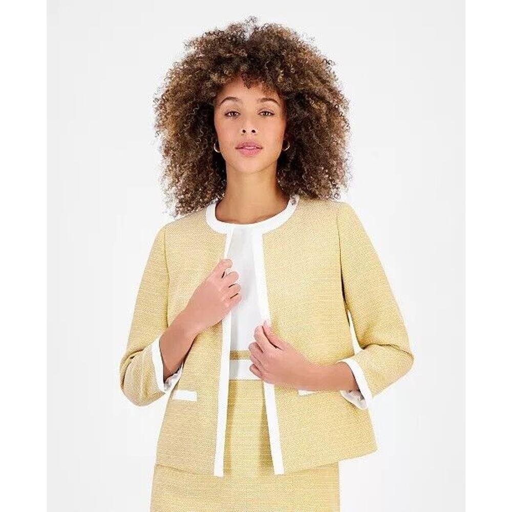 Kasper Women's Framed Tweed 3/4 Sleeve Blazer/Jacket, Size 6, In Vanilla Ice